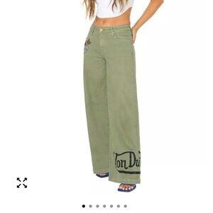 Von Dutch Olive Pants with Eye/Wing wide leg pant